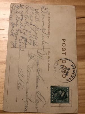 Vintage Postcard Portrait Lady Floral Bouquet 1c US Stamp Postmarked 1915 Rare - Thumbnail 2