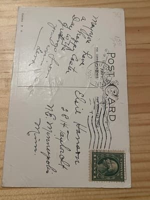 Vintage Easter Postcard 1914 Divided Back Bunny Chicks Postmarked Addressed - Thumbnail 2