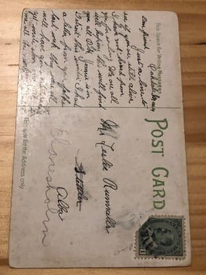 Vintage Postcard Couple Holding Hands Pink Dress Gold Border Canada 1c Stamp - Thumbnail 2