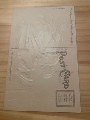 Vintage Easter Postcard Made in Germany Embossed Chicks Eggs Suitcase Unused - Thumbnail 2