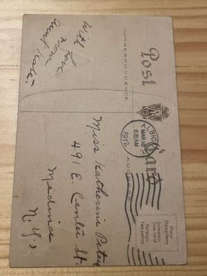Vintage St Patricks Day Postcard 1912 Embossed Shamrock Bridge Green Gold Foil - Thumbnail 2