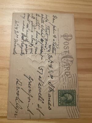 Vintage Easter Postcard Divided Back Child Cart Eggs 1c Stamp New York Postmark - Thumbnail 2