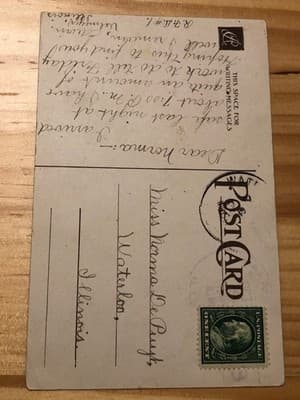 Vintage Postcard Woman with Roses Printed Poem 1 Cent Stamp Handwritten Script - Thumbnail 2