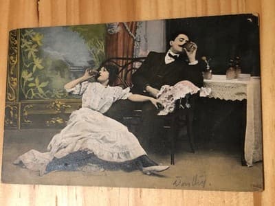 Vintage 1907 Postmarked Postcard Allentown PA Romantic Couple Hand Colored - Image 1