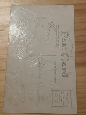 Vintage Easter Postcard Embossed Floral Child Basket Easter Greetings Gold Foil - Thumbnail 2