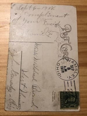 Vintage 1908 Wamsley Ohio Postcard Strolling Couple Postmarked Sep 8 1908 - Thumbnail 2