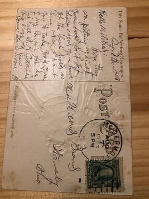 Antique 1908 Embossed Postcard Bathing Girls Seaside 1c Stamp Handwritten Used - Thumbnail 2