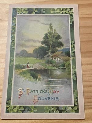 Vintage St Patricks Day Souvenir Postcard Embossed Shamrocks Postmarked Mailed - Image 1