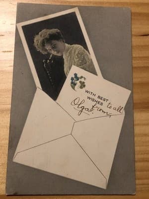 Vintage 1908 Printed in Germany Postcard Envelope Handwritten With Best Wishes - Image 1