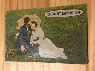 Youre My Parasol Girl Vintage Divided Back Postcard Couple Parasol Romance - Image 1