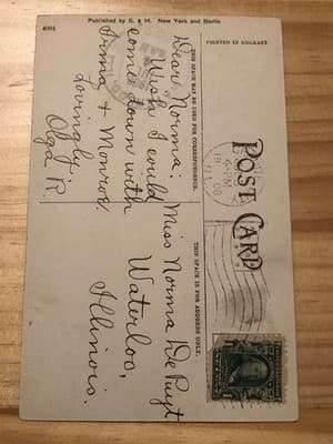 Vintage 1908 Printed in Germany Postcard Envelope Handwritten With Best Wishes - Thumbnail 2