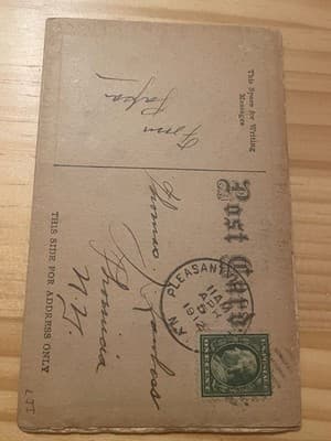 Vintage Easter Postcard Embossed Gold Rooster Hen Basket Postmarked 1912 - Thumbnail 2