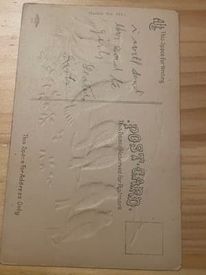 Vintage Embossed Easter Postcard Chick Forget Me Nots A Happy Easter Unposted - Thumbnail 2