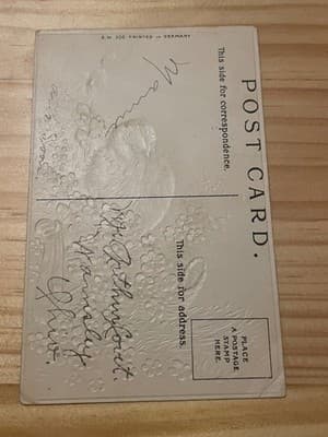Vintage Embossed Easter Postcard Printed in Germany Chick Floral Gold Religious - Thumbnail 2