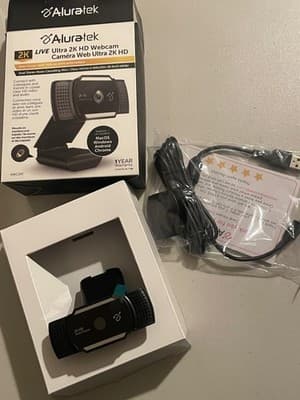Aluratek Webcam 2K HD AWC2KF Auto Focus USB Dual Mics Windows Mac Android Chrome - Thumbnail 4