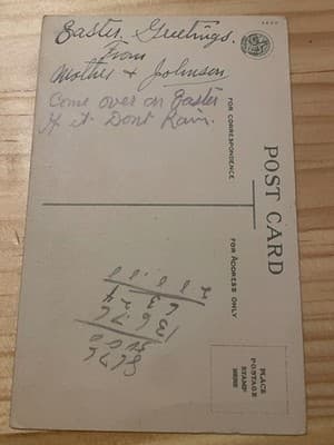 Vintage Easter Postcard Hen Chicks Farm Scene Handwritten Back Unposted - Thumbnail 2