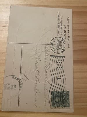 Vintage 1907 Easter Postcard Chicks Pigs Bright Happy Easter Postmarked - Thumbnail 2