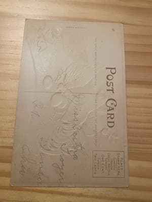 Vintage Embossed Easter Postcard Bunnies Egg Best Easter Wishes Divided Back - Thumbnail 2