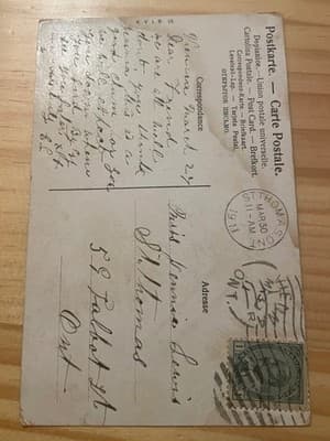 Vintage 1911 Embossed Easter Postcard Canada 1c Stamp St Thomas Postmark - Thumbnail 2