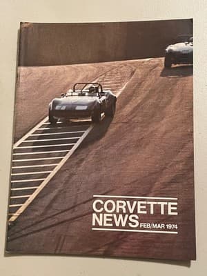 Corvette News Magazine Feb/Mar 1974 Vintage Corvette Racing Cover Collectible - Image 1