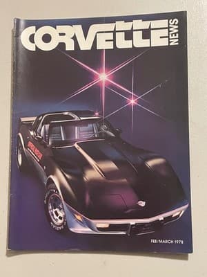 Corvette News Magazine Feb/March 1978 Classic Corvette Black Cover Collectible - Image 1