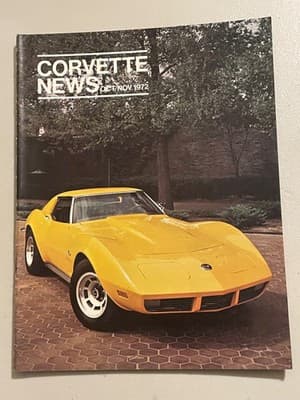 Corvette News Magazine Oct/Nov 1972 Yellow Corvette Cover Vintage GM Periodical - Image 1