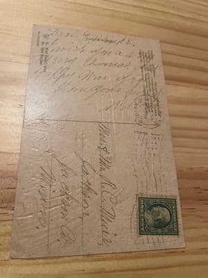 Vintage Embossed Christmas Postcard Loving Christmas Wishes Handwritten 1c Stamp - Thumbnail 2
