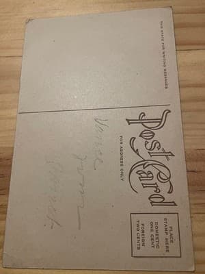 Merry Christmas Bell Postcard Handwritten Back Silver Embossed Vintage Unposted - Thumbnail 2