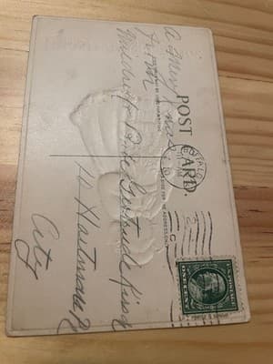 Vintage Embossed Die Cut Christmas Postcard Buffalo Postmark 1c Stamp Holiday - Thumbnail 2