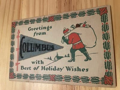 Greetings From Columbus Postcard Santa Carrying Sack Holiday 1911 Postmarked - Image 1