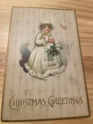 Vintage Embossed Die Cut Christmas Postcard Buffalo Postmark 1c Stamp Holiday - Image 1