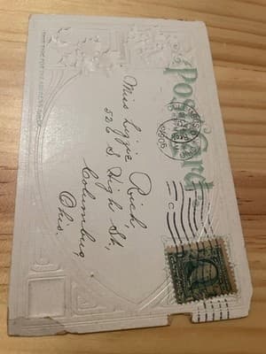 Vintage Embossed Christmas Postcard Postmarked Columbus OH Dec 24 1906 Silver - Thumbnail 2