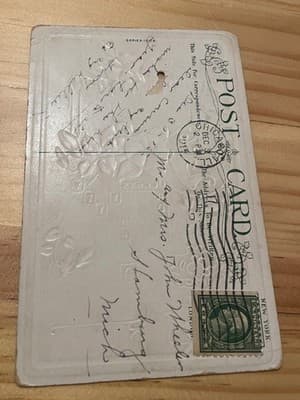 Vintage Embossed New Year Postcard Early 1900s Floral Gold Chicago Postmark - Thumbnail 2