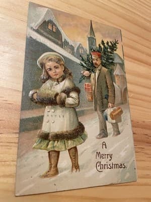Vintage 1908 Embossed Christmas Postcard Dayton OH Postmark Mailed Greeting - Image 1