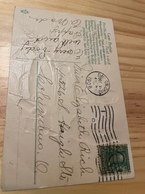 Vintage 1908 Embossed Christmas Postcard Dayton OH Postmark Mailed Greeting - Thumbnail 2