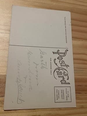 Vintage Christmas Postcard Robins Holly Gold Border Unposted Handwritten Antique - Thumbnail 2