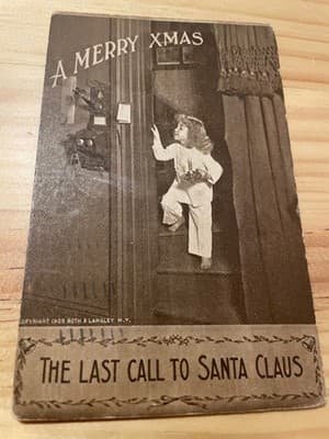 Roth & Langley 1909 Postcard A Merry Xmas The Last Call To Santa Claus Stamped - Image 1
