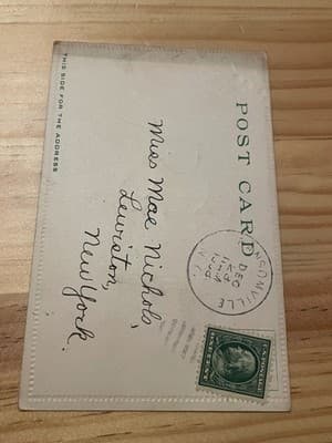 Dennison Christmas Postcard Vintage 1908 Child Sledding Merry Xmas Embossed - Thumbnail 2