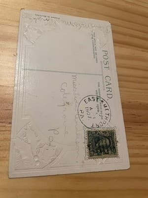 Vintage Embossed Christmas Postcard 1907 Divided Back Germany Holly Girl Postal - Thumbnail 2