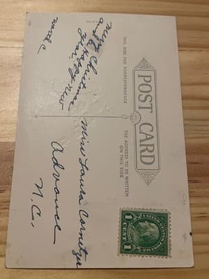 Vintage Christmas Postcard Embossed Candle Holly Handwritten 1c Stamp Unposted - Thumbnail 2