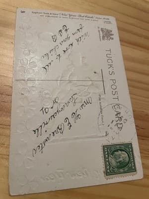Raphael Tuck & Sons Postcard New Year Embossed Happy New Year With Stamp Vintage - Thumbnail 2