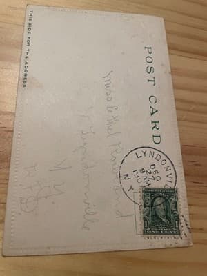 Dennison Christmas Postcard Vintage Child Sledding Gold Border Embossed Unposted - Thumbnail 2
