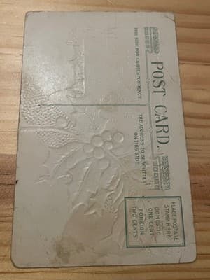 John Winsch 1910 Embossed Christmas Postcard A Merry Christmas Holly Gold Border - Thumbnail 2
