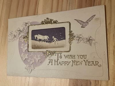 B B London Series 527 Embossed Vintage New Year Postcard Printed Germany Stamped - Image 1