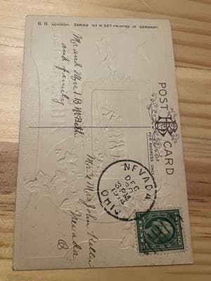 B B London Series 527 Embossed Vintage New Year Postcard Printed Germany Stamped - Thumbnail 2