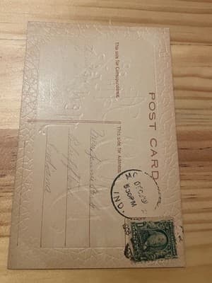 1909 Embossed A Happy New Year Postcard P Sanders NY Postmarked Indiana Vintage - Thumbnail 2