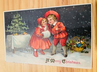 Vintage Christmas Postcard Printed in Germany A Merry Christmas Postcard No 204 - Image 1