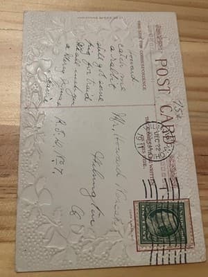 Vintage Embossed Christmas Postcard 1910 Copr R Ash With Best Christmas Wishes - Thumbnail 2