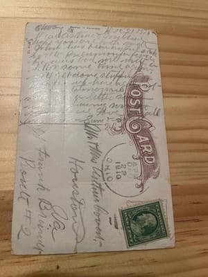 Vintage Embossed A Merry Christmas Postcard Windmill Snow Scene 1910 Mailed - Thumbnail 2