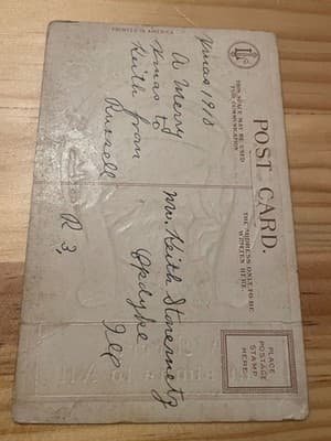 Vintage 1918 Embossed Santa Christmas Postcard A Merry Christmas to All Silver - Thumbnail 2